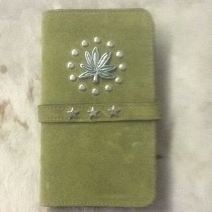 Green leather suede journal